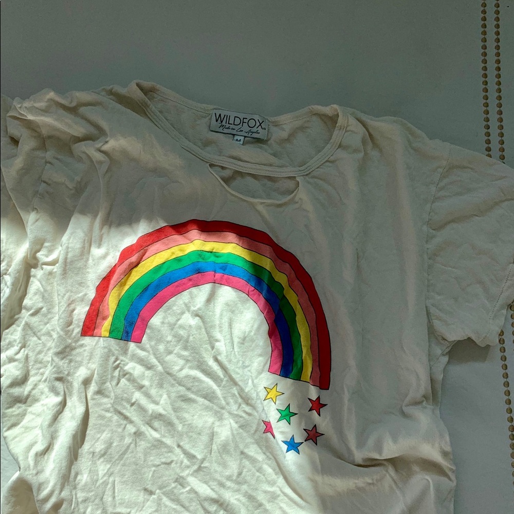 Wildfox Rainbow Stars Rivo Tee in Vintage Lace